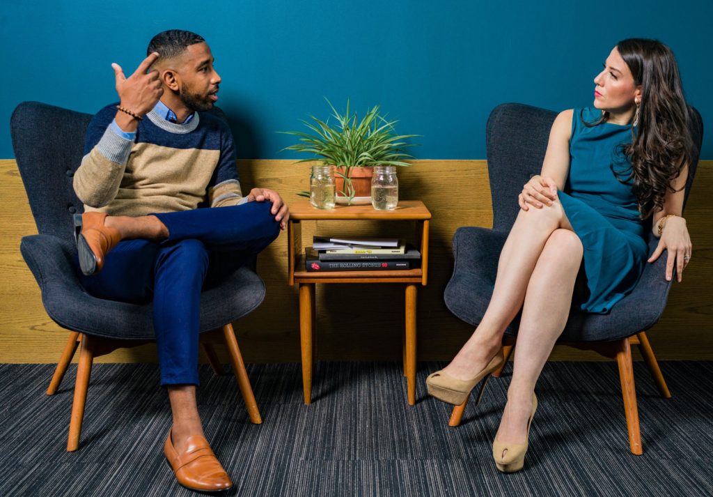 man and woman networking
